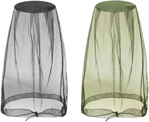 Premium Mosquito Poll Net Mesh (2 Pack) Ultra Large, Insect Netting Fine Holes, Face Shield, Soft Fly Screen for No See Um Gnats, Works Over Most Hats (Black and Green) in Saudi Arabia