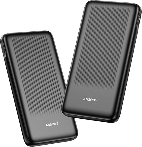 2-pack 10000mah Bank Power Charging ، 22.5W شاحن محمول USB C المدمج مع 2 مخرجات ومدخلتين ، حزمة بطارية عرض LED متوافقة مع أجهزة iPhone Samsung iPad ، Black & Black in Kuwait