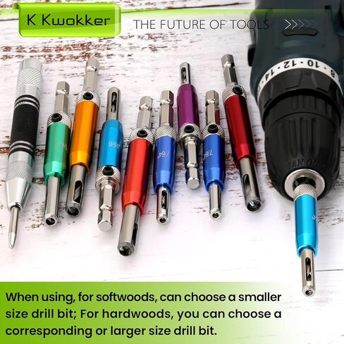 Self Centering Drill Bit Set 1/4" Hex Shank Vix Bit, 5/64" to 1/4" Center Drill Bit Set Custom Colorful Hinge Drill Bit Set for Metal Wood Cabinet Door Window Aluminum Copper Stainless Steel in Saudi Arabia