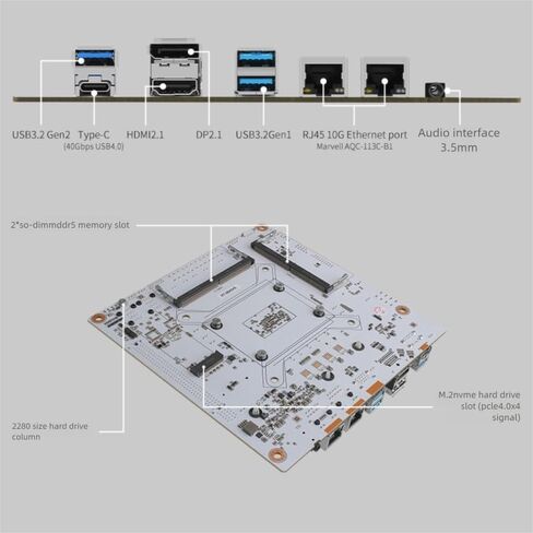 AMD 8845HS 8-core NAS Motherboard with Dual 10G Ethernet Ports and 8-Bay AI Processor (Motherboard +2*SFF8643) in Kuwait
