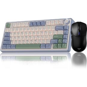 Aula Wireless Keyboard and Mouse Combo ، F75 75 ٪ Mechanical Boards ، Gasket Hot Swappable Custom Board+SC580 Wireless Gaming Mouse Black in Kuwait