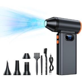 BC02 Cordless Air Duster ، 130k دورة في الدقيقة ، 180 واط ، 3 سرعات + توربو ، 6000 مللي أمبير في الساعة شحن سريع ، الألومنيوم ، للكمبيوتر/لوحة المفاتيح/السيارة ، رمادي كوني in Kuwait