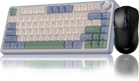 Aula Wireless Keyboard and Mouse Combo ، F75 75 ٪ Mechanical Boards ، Gasket Hot Swappable Custom Board+SC580 Wireless Gaming Mouse Black in Saudi Arabia