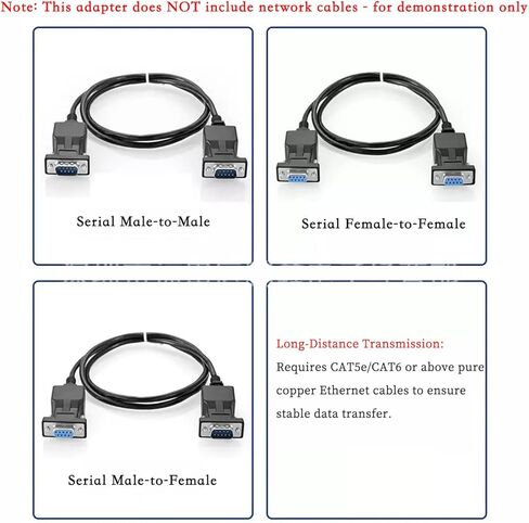 يدعم المحول التسلسلي DB9 إلى RJ45 RS232 من الذكور/الإناث إلى محول منفذ Ethernet RJ45 ، نقل المسافات الطويلة حتى 20 مترًا عبر كابل CAT5/CAT6 ، والتوصيل والتشغيل (2pcs ذكر+أنثى) in Kuwait