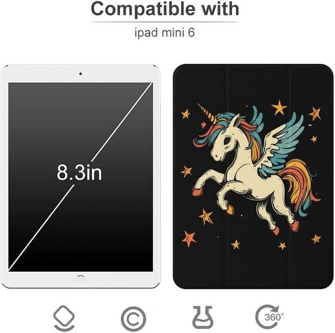 علبة Unicorm القديمة مع حامل القلم رفيع الخفيفة الوزن trifold موقف متوافق مع iPad mini 4/5/6 mini6 （8.3in） in Kuwait