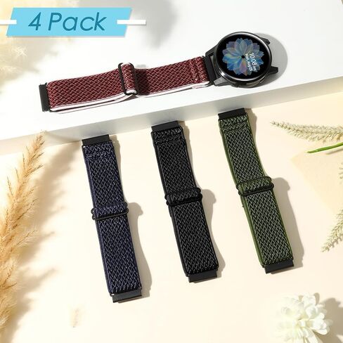 4 حزمة 20 مم نايلون نايلون متوفرة مع Garmin Vivoactive 6/5/3 ، Garmin Venu/Venu 2 Plus/Vivomove 3 ، Amazfit Bip 3/Bip 3 Pro ، Quick Release Smart Watch Band for AmazFit 2 Active 2 in Kuwait