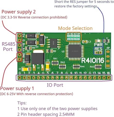 16DI/16DO/8DI-8DO/4DI-12DO/12DI-4DO RTU Digital RS485 2.54mm Pin Cores Board Module for 8266 Home Modbus RTU Digital Module in Saudi Arabia