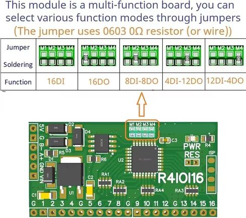 16DI/16DO/8DI-8DO/4DI-12DO/12DI-4DO RTU Digital RS485 2.54mm Pin Cores Board Module for 8266 Home Modbus RTU Digital Module in Saudi Arabia