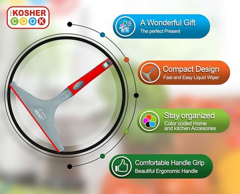 ممسحة ممسحة زرقاء من Dairy Blue - منظف الطاولة والحوض والسطح - مقبض مريح - حلقة تعليق لسهولة التخزين - ملحقات المنزل والمطبخ المرمزة بالألوان من The Kosher Cook in Kuwait