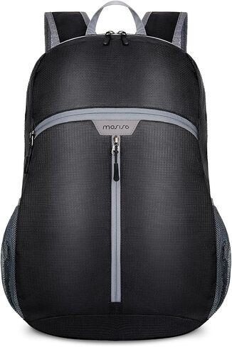 Mosiso خفيفة الوزن المشي لمسافات طويلة daypack ، 35L حقيبة ظهر قابلة للعباء ، حقيبة يوم قابلة للطي مع مقصورات ملابس مبللة للتخييم في الهواء الطلق ، أسود in Saudi Arabia