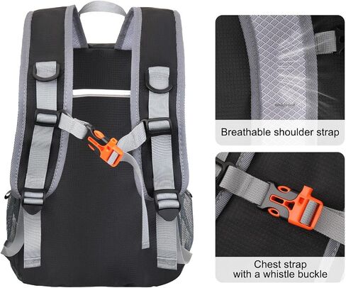 Mosiso خفيفة الوزن المشي لمسافات طويلة daypack ، 35L حقيبة ظهر قابلة للعباء ، حقيبة يوم قابلة للطي مع مقصورات ملابس مبللة للتخييم في الهواء الطلق ، أسود in Saudi Arabia