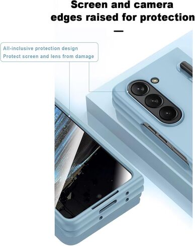 for Samsung Galaxy Z Fold 5 Case with S Pen and Screen Protector, Skin Friendly Phone Case with S Pen Holder Wireless Charging Full Protective PC Case for Galaxy Z Fold 5 - White in Saudi Arabia