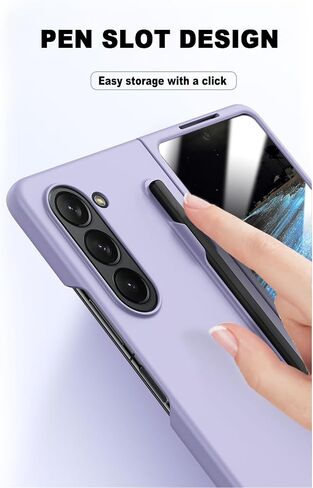 for Samsung Galaxy Z Fold 5 Case with S Pen and Screen Protector, Skin Friendly Phone Case with S Pen Holder Wireless Charging Full Protective PC Case for Galaxy Z Fold 5 - White in Saudi Arabia