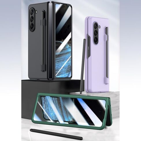for Samsung Galaxy Z Fold 5 Case with S Pen and Screen Protector, Skin Friendly Phone Case with S Pen Holder Wireless Charging Full Protective PC Case for Galaxy Z Fold 5 - White in Saudi Arabia