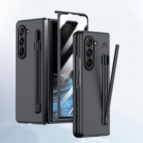 for Samsung Galaxy Z Fold 5 Case with S Pen and Screen Protector, Skin Friendly Phone Case with S Pen Holder Wireless Charging Full Protective PC Case for Galaxy Z Fold 5 - White in Saudi Arabia