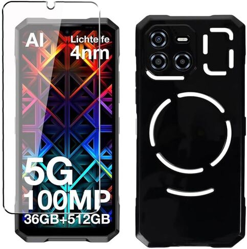 Case for Doogee Blade GT Ultra Phone case with Tempered Glass Screen Protector,Silicone Soft Flexible Bumper Shockproof TPU Protective Cover-Black in Saudi Arabia