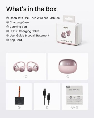 SHOKZ OpenDots ONE - Open-Ear Headphones - Wireless Bluetooth Earbuds with Microphone - Secure, Lightweight, Clip-On Fit - Premium Dolby Audio - Water Resistant - Fast Charging - Up to 40 hrs Playtime in Kuwait