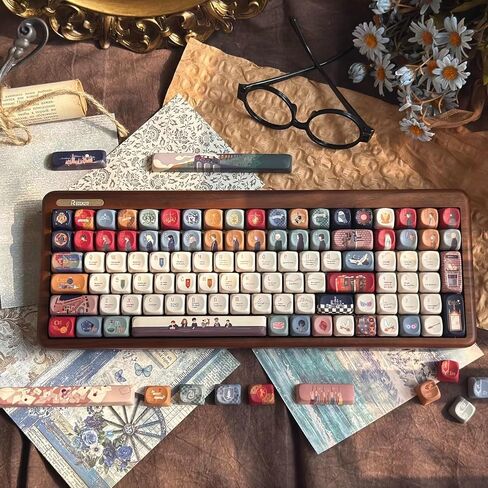 Letter from an Owl Themed Keycaps Dye Sublimation PBT, MOA Profile, 140 Keys Custom Keycaps for ANSI Layout, MX Switch Mechanical Gaming Keyboard in Saudi Arabia
