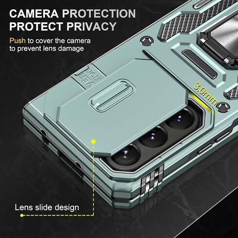 for Samsung Galaxy S21 Plus Case with Screen Protector,Built-in Slide Camera Cover+360°Kickstand Ring for S21+Plus Case Shockproof Anti-Scratch Military-Grade Drop Heavy Duty Protection Red in Saudi Arabia