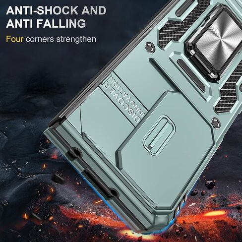 for Samsung Galaxy S21 Plus Case with Screen Protector,Built-in Slide Camera Cover+360°Kickstand Ring for S21+Plus Case Shockproof Anti-Scratch Military-Grade Drop Heavy Duty Protection Red in Saudi Arabia