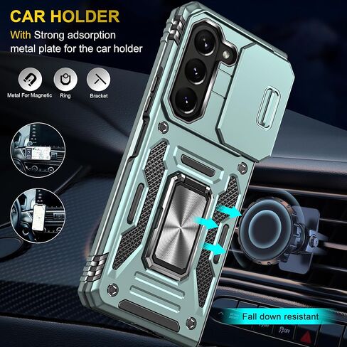 for Samsung Galaxy S21 Plus Case with Screen Protector,Built-in Slide Camera Cover+360°Kickstand Ring for S21+Plus Case Shockproof Anti-Scratch Military-Grade Drop Heavy Duty Protection Red in Saudi Arabia