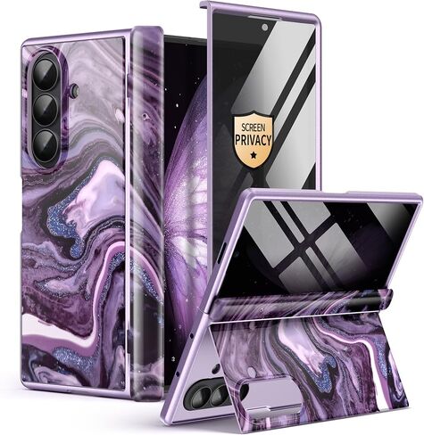 GVIEWIN for Samsung Galaxy Z Fold 7 Case with Privacy Screen Protector [Compatible with Magsafe][Built-in Kickstand] Magnetic Full-Body Hinge Protection Slim Phone Case for Z Fold 7, Quicksand/Purple in Saudi Arabia