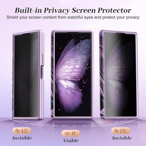GVIEWIN for Samsung Galaxy Z Fold 7 Case with Privacy Screen Protector [Compatible with Magsafe][Built-in Kickstand] Magnetic Full-Body Hinge Protection Slim Phone Case for Z Fold 7, Quicksand/Purple in Saudi Arabia