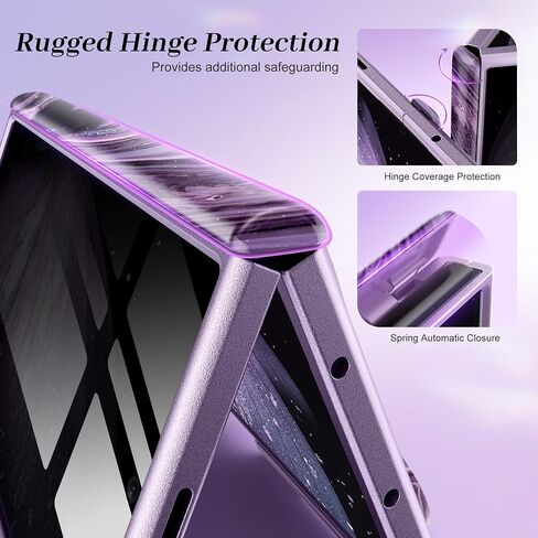 GVIEWIN for Samsung Galaxy Z Fold 7 Case with Privacy Screen Protector [Compatible with Magsafe][Built-in Kickstand] Magnetic Full-Body Hinge Protection Slim Phone Case for Z Fold 7, Quicksand/Purple in Saudi Arabia