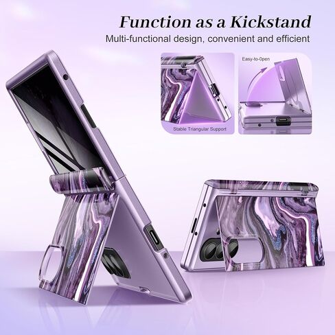GVIEWIN for Samsung Galaxy Z Fold 7 Case with Privacy Screen Protector [Compatible with Magsafe][Built-in Kickstand] Magnetic Full-Body Hinge Protection Slim Phone Case for Z Fold 7, Quicksand/Purple in Saudi Arabia