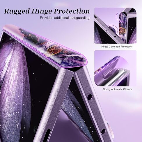 GVIEWIN for Samsung Galaxy Z Fold 7 Case with Privacy Screen Protector [Compatible with Magsafe][Built-in Kickstand] Magnetic Full-Body Hinge Protection Slim Phone Case for Z Fold 7, Quicksand/Purple in Saudi Arabia