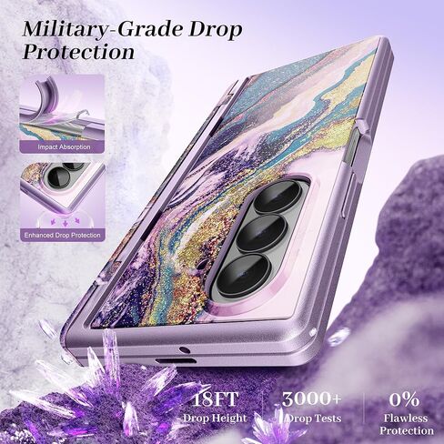 GVIEWIN for Samsung Galaxy Z Fold 7 Case with Privacy Screen Protector [Compatible with Magsafe][Built-in Kickstand] Magnetic Full-Body Hinge Protection Slim Phone Case for Z Fold 7, Quicksand/Purple in Saudi Arabia