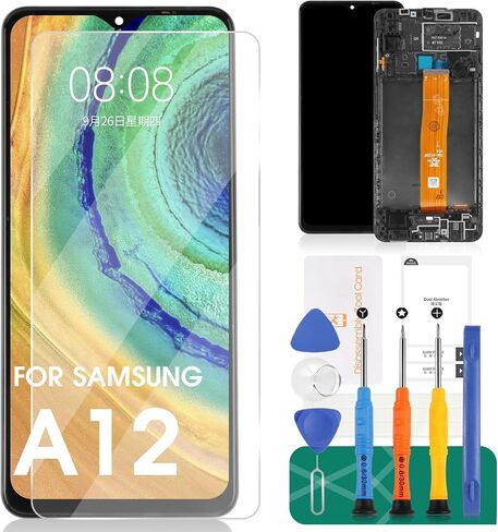 for Samsung Galaxy A12 Screen Replacement for Samsung A12 LCD Screen Replacement A125 LCD Display A125F Touch Digitizer with SM-A125F/DS,SM-A125M,SM-A125U Assembly Repair Parts Kits(Black with Frame) in Saudi Arabia