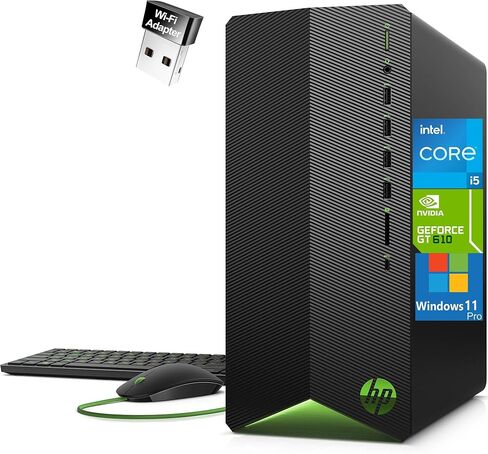 HP Pavilion Tower PC Computer ، 16GB DDR4 RAM ، 512GB PCIE SSD ، Intel 6-CORE I5-10400F (BEAT I7-8700) ، GEFORCE GT 610 2GB ، WIFI ADAPTER ، RJ45 ، TYPE-C ، HDMI ، KB و MOUSE ، Windows 11 PRO ، WE/PGPY in Kuwait