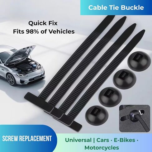 50PCS Nylon Universal Cable Tie Buckle – Heavy Duty Self-Locking Zip Ties with Pin & Button, UV Resistant Nylon Clips Replace Screws for Car Body, Bumper, Engine Guard & Multipurpose Cable Management in Saudi Arabia