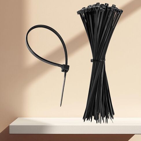 100 pcs 8 بوصة Zip Ries ، روابط zip سوداء ، 40 رطلا قوة الشد ، وروابط zip متاخمة ، ولفائف zipties نايلون القفل مناسبة للاستخدام الداخلي والخارجي in Saudi Arabia