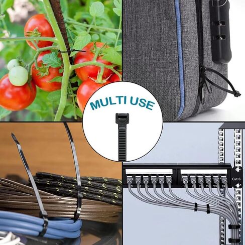 100 pcs 8 بوصة Zip Ries ، روابط zip سوداء ، 40 رطلا قوة الشد ، وروابط zip متاخمة ، ولفائف zipties نايلون القفل مناسبة للاستخدام الداخلي والخارجي in Saudi Arabia