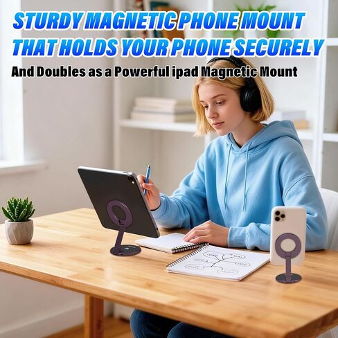 حامل الهاتف لـ Magsafe [3 من جانب 4200GF أقوى مغناطيسي] مقبس موسيقى البوب ​​متعدد الأجل لأجهزة iPhone/Android/أقراص مع حلقة معدنية ، هاتف حلقة محمولة قابلة للطي للمكتب/Office/Gym in Kuwait