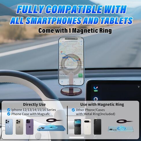 حامل الهاتف لـ Magsafe [3 من جانب 4200GF أقوى مغناطيسي] مقبس موسيقى البوب ​​متعدد الأجل لأجهزة iPhone/Android/أقراص مع حلقة معدنية ، هاتف حلقة محمولة قابلة للطي للمكتب/Office/Gym in Kuwait