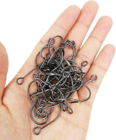 Inline Single Hook for Fishing Lure: 50pcs/Box Large Eye Fishing Hooks for Fishing Spoon Topwater Popper Treble Hook Replacement Size 3/0 2/0 1/0 1# 2# 4# 6# 8# in Saudi Arabia