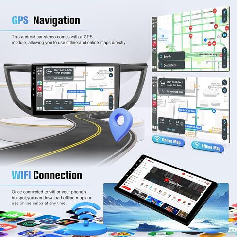 Naifay Android Car Stereo for Honda CRV 2012 2013 2014 2015 2016 Radio ، 2 + 32g 10.1inch IPS Touch Screen in Kuwait