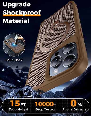 FlyReal مصمم لحالة iPhone 15 Pro Max مع حامل مغناطيسي بزاوية 360 درجة ، حالة هاتف ألياف الكربون [متوافقة مع Magsafe] [حماية عسكرية 16 قدمًا] مع حلقة حامل 6.7 '' ، Black in Kuwait