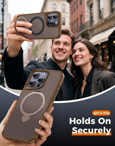 FlyReal مصمم لحالة iPhone 15 Pro Max مع حامل مغناطيسي بزاوية 360 درجة ، حالة هاتف ألياف الكربون [متوافقة مع Magsafe] [حماية عسكرية 16 قدمًا] مع حلقة حامل 6.7 '' ، Black in Kuwait