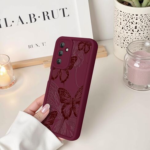 بالنسبة لحالة Samsung Galaxy A16 5G ، تصميم نمط الفراشة الإبداعي للنساء الفتاة ، غطاء الهاتف الناعم لمكافحة الصدمات المضاد للخلع لـ Galaxy A16 (Burgundy Red Butterfly) in Saudi Arabia