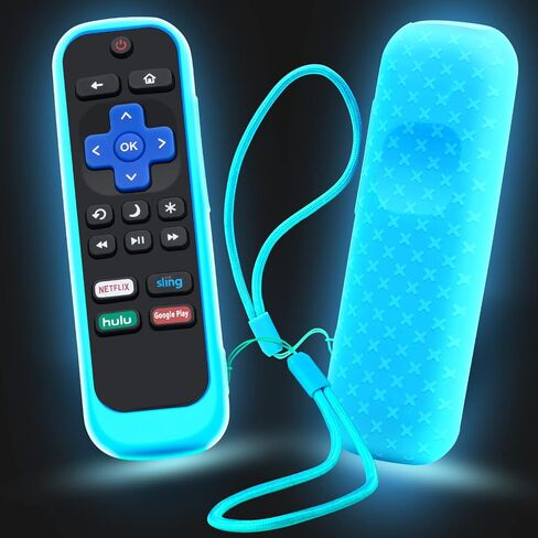 5Pack علبة لـ Roku Remote ، تغطية لـ Hisense/Tcl Roku TV Stick/Express Universal Presection Controller Silicone Skin Glow في The Green Green Purple Red in Kuwait