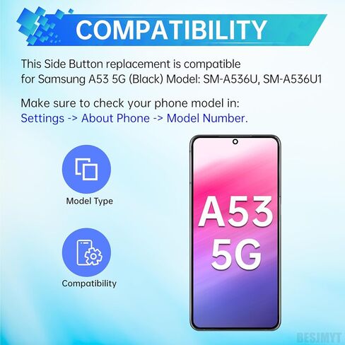 Side Power Volume Button Replacement for Samsung Galaxy A53 5G Power On Off Switch Volume Button Replacement Side Key Button Repair SM-A536U SM-A536U1 Black in Saudi Arabia