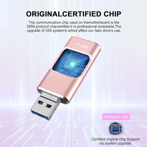 512GB Flash Drive for iPhone, C USB Flash Drive Thumb Drive Photo Stick, USB Memory Stick for Photos Videos, Smart for iPhone, High Speed Jump Drive Compatible for iPhone/IPad/Android/PC in Saudi Arabia