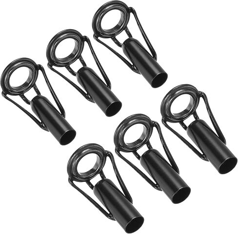 Fishing Rod Tips Repair Kit 5mm/5.5mm Tube Dia, 6 Pcs Stainless Steel Ring Guide for Saltwater Freshwater Fishing, Black in Saudi Arabia
