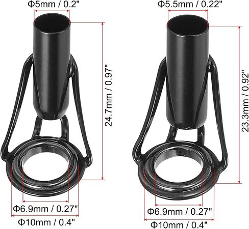 Fishing Rod Tips Repair Kit 5mm/5.5mm Tube Dia, 6 Pcs Stainless Steel Ring Guide for Saltwater Freshwater Fishing, Black in Saudi Arabia