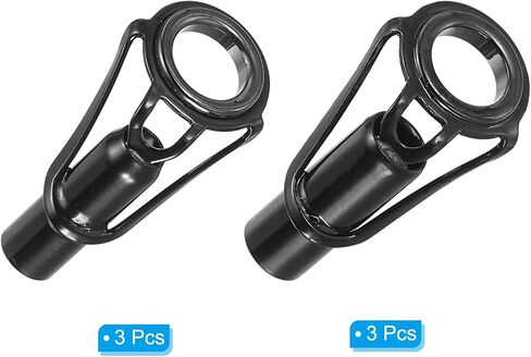Fishing Rod Tips Repair Kit 5mm/5.5mm Tube Dia, 6 Pcs Stainless Steel Ring Guide for Saltwater Freshwater Fishing, Black in Saudi Arabia