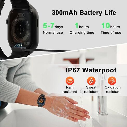 AOC E07 SMARTWATCH 1.96 AMOLED HD TOCCEREN ، مكالمة Bluetooth ، GPT AI ، مساعد الصوت ، معدل ضربات القلب ومراقبة النوم ، ساعة اللياقة البدنية الذكية ، أوضاع رياضية مقاومة للماء IP67 للرجال والنساء in Kuwait